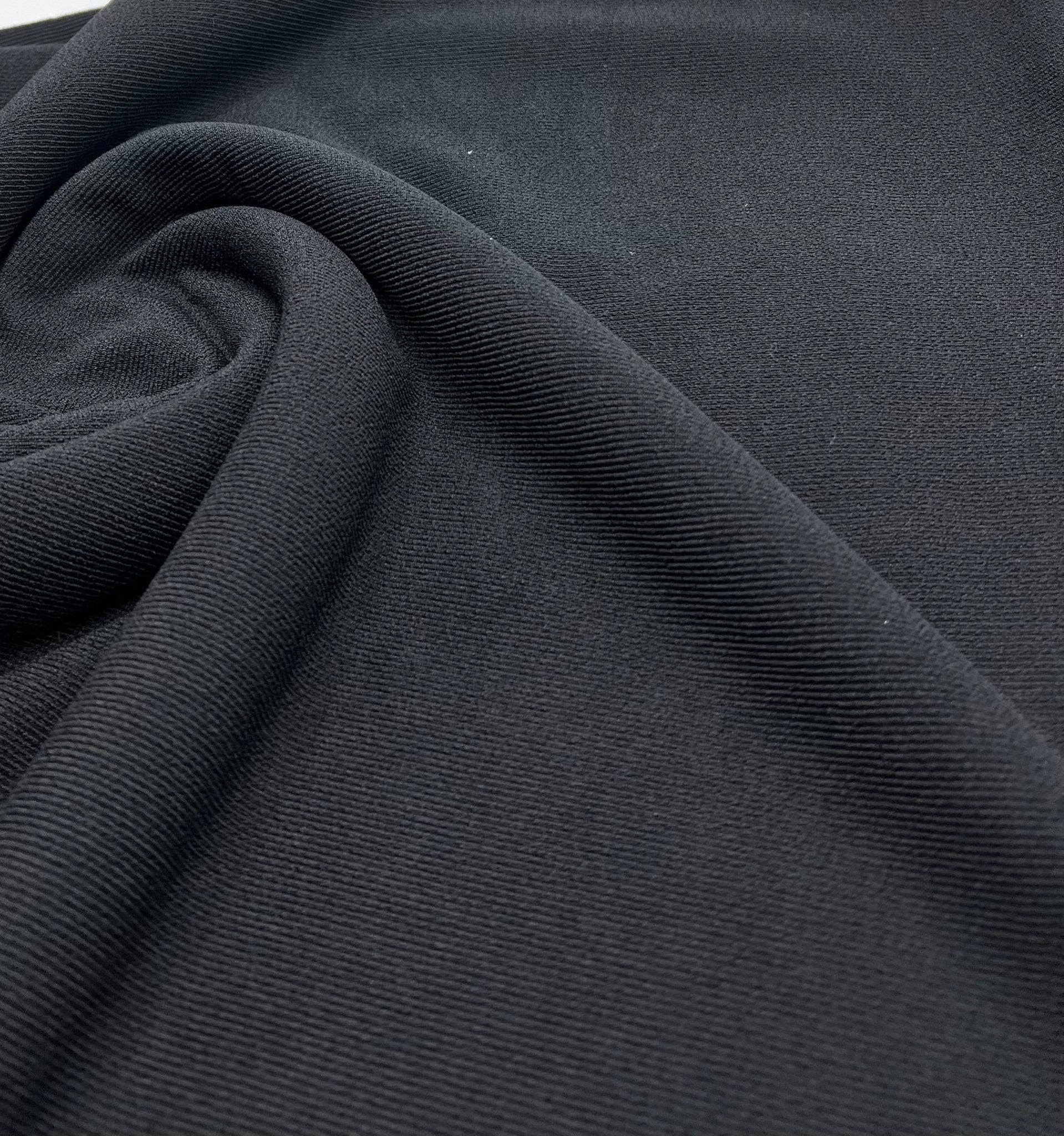 Black Thick Fine Rib Stretch Fabric - T9 Fabrics
